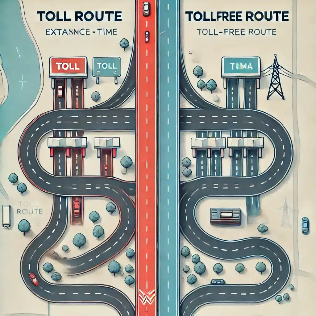 Compare Toll-Free and Toll Routes